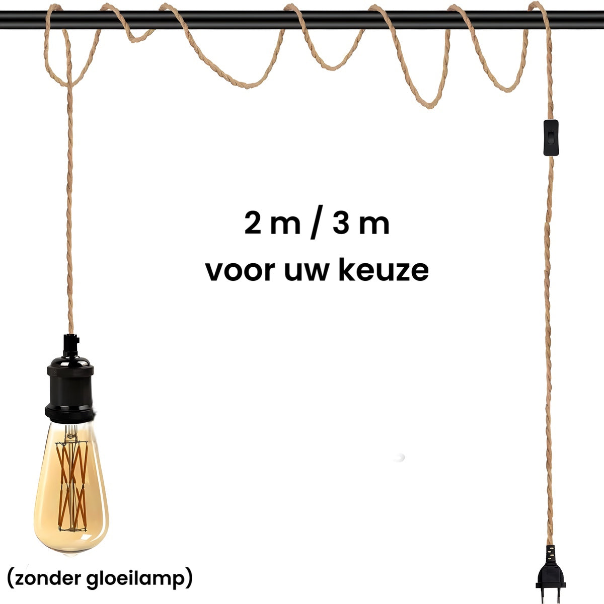 LuxeGlow™ | Industrieel ontwerp hanglamp E27 2m