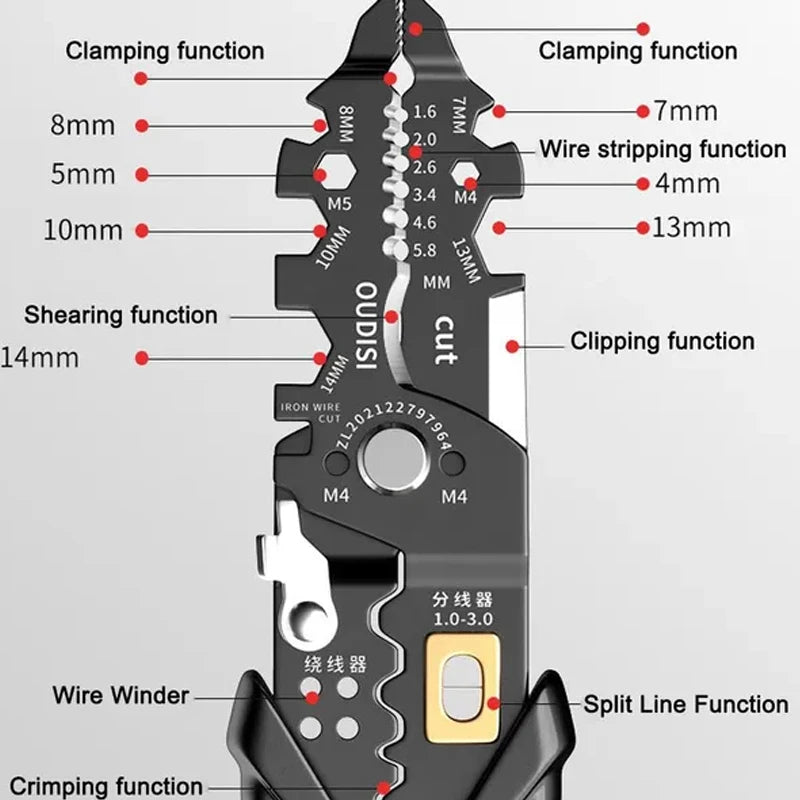 25-in-1 Multifunctionele Elektriciens Tang - Duurzaam Chroom Vanadium Staal